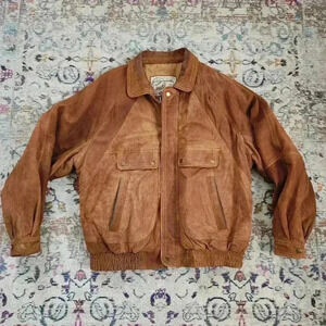 New Zealand Outback Men's Vintage 90's Brown 100% Leather Bomber Jacket, sz XL
